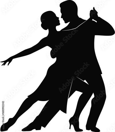 Passionate tango dance silhouette