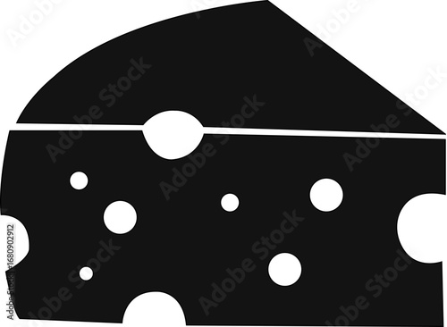 Cheese icon, Vector illustration of isolated cartoon cheese. Fun and playful design, showcasing a wedge of cheese with holes, ideal for food-related themes and culinary graphics.