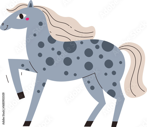 Spotted Horse with Flowing Mane