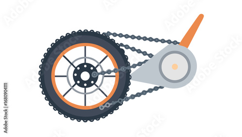 Motorcycle rear wheel chain and disc brake sprocket