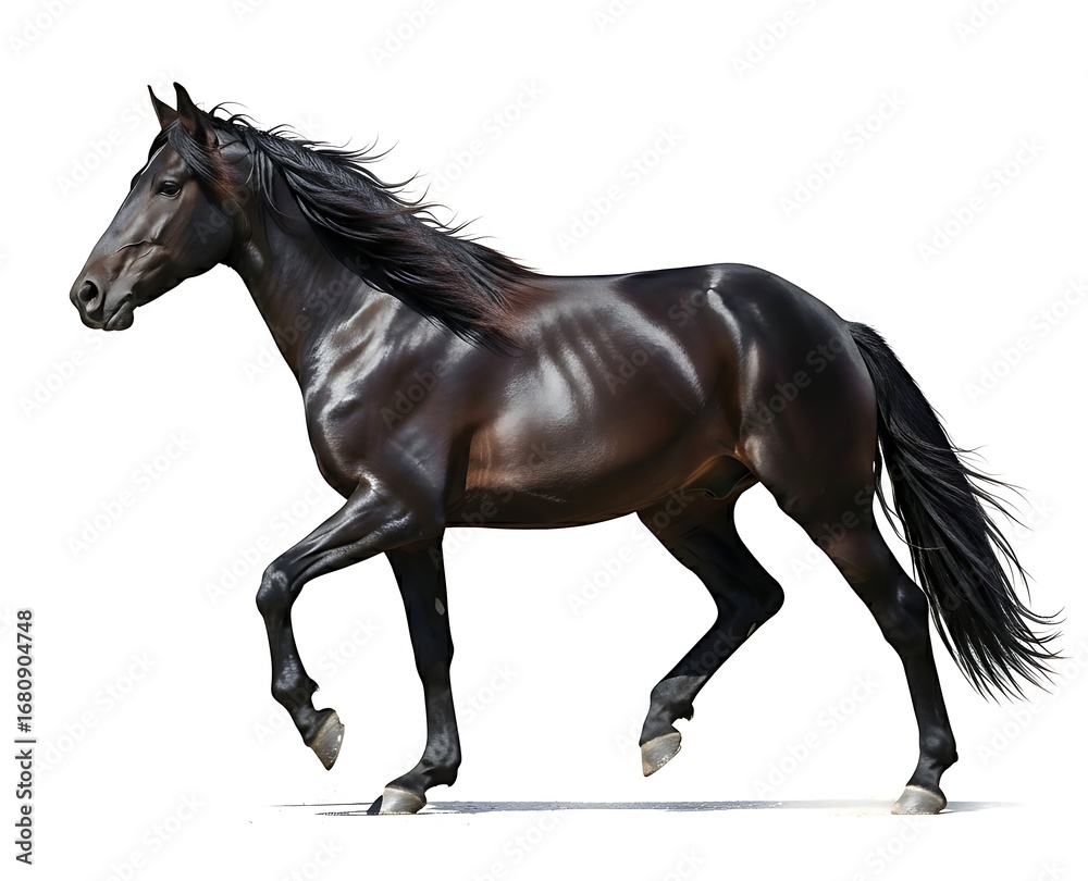 Fototapeta premium black horse isolated on white