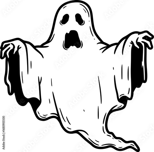 Vintage ghost, Halloween scary ghost monsters Vector Illustration, SVG
