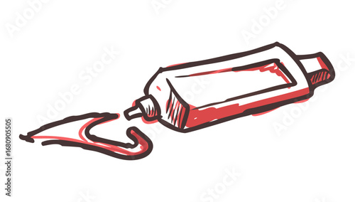 Red tube with flowing substance drawing