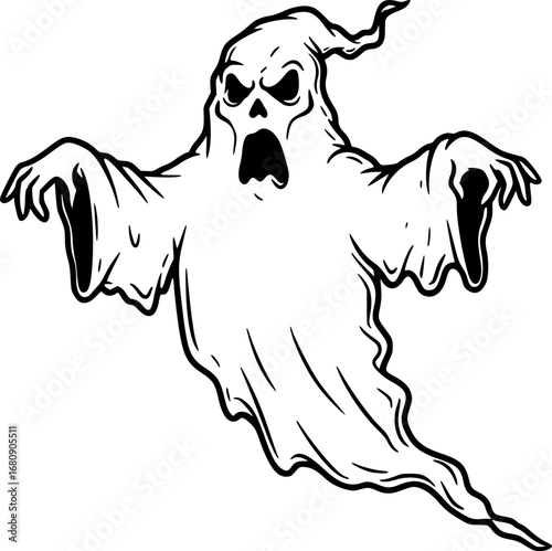 Vintage ghost, Halloween scary ghost monsters Vector Illustration, SVG
