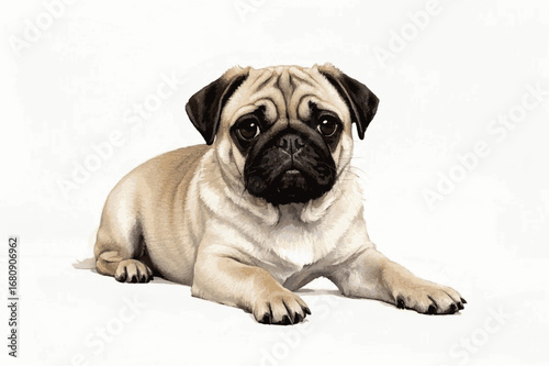 Cozy Nap Time Sleeping pug puppy isolated watercolor vector illustration svg