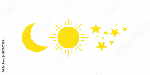 sun, moon, and stars, vector ...