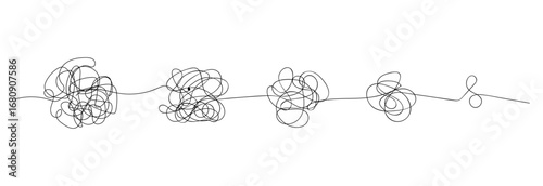Curved lines representing transformation from chaos to clarity.