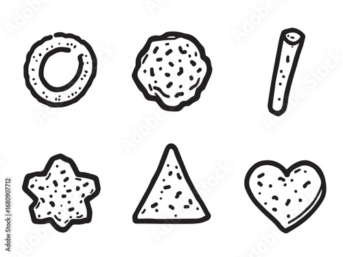 Puffed corn snacks Line Art Illustration