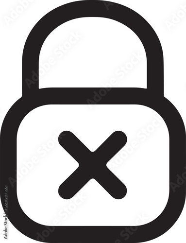 Access denied icon crossed lock symbol for security and prohibition concepts silhouette