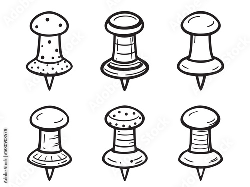push pin Line Art Illustration