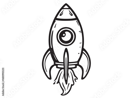 rocket ship Line Art Illustration