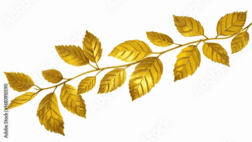 Autumn's Golden Bough Golden leaf branch isolated watercolor vector illustration svg