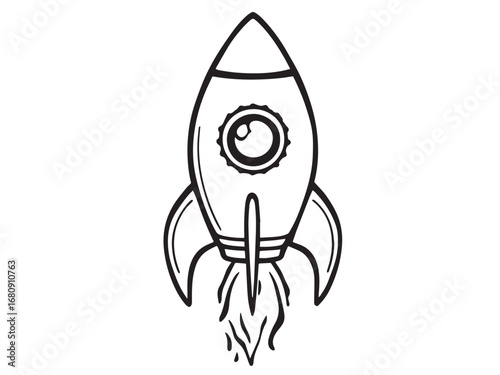 rocket ship Line Art Illustration