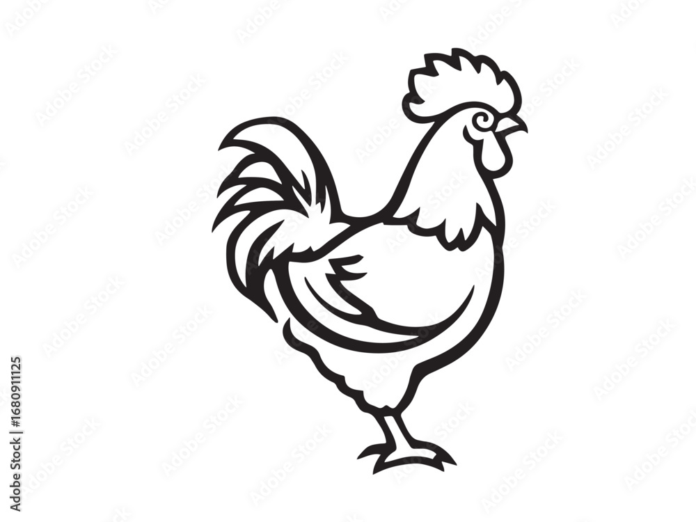 Fototapeta premium Rooster Line Art Illustration
