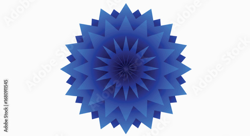 Abstract geometric shape gradient blue tones symmetrical starburst pattern modern art high quality professional