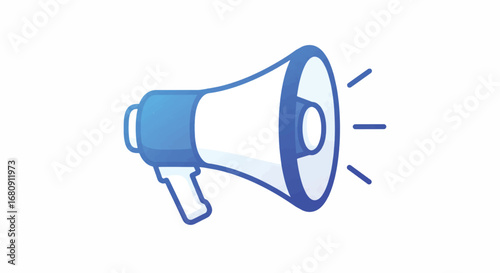Megaphone Line Art Blue and White Communication Tool Announcement Promotion high quality professional