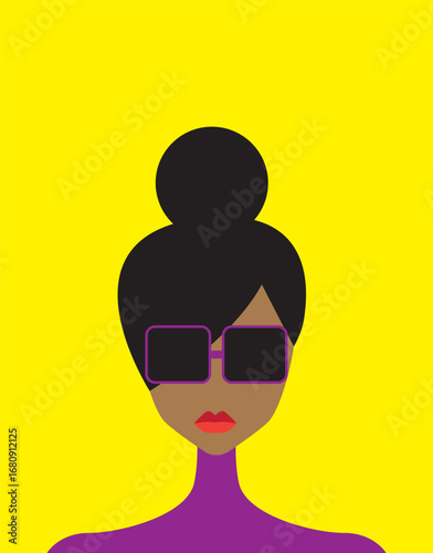 Beautiful girl's face on colorful background. Vector illustration.