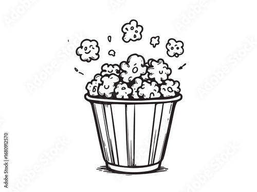 Salted popcorn Line Art Illustration