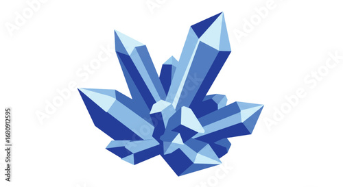 Blue crystals digital art faceted shimmering mineral formation magical ice concept high quality professional