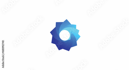 Abstract geometric shape gradient blue tones modern corporate identity logo symbol high quality professional