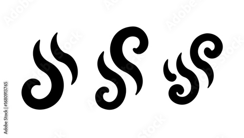 Abstract Black Steam Swirls smoke