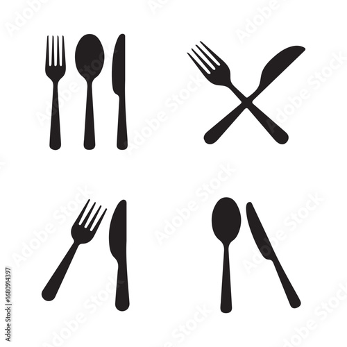 cutlery icons set for restaurant and dining vector art illustration