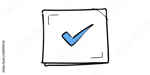 Blue check mark doodle simple graphic