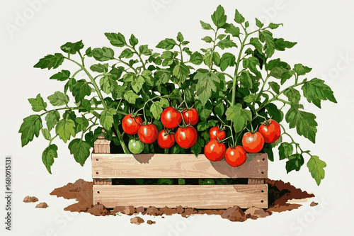 Verdant Vine Life Tomato plant isolated watercolor vector illustration svg