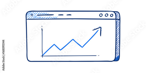 Blue graph trending upwards chart upward trend