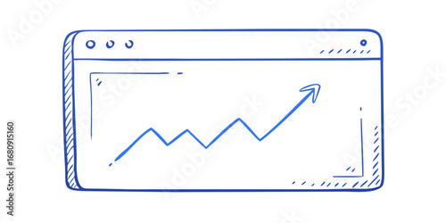 Blue graph with upward trend chart analytics