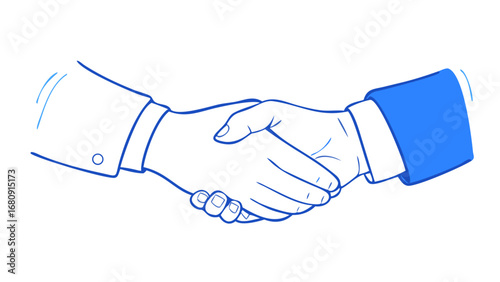 Blue handshake agreement illustration business partnership