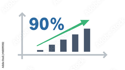 Blue ninety percent growth graph chart increase