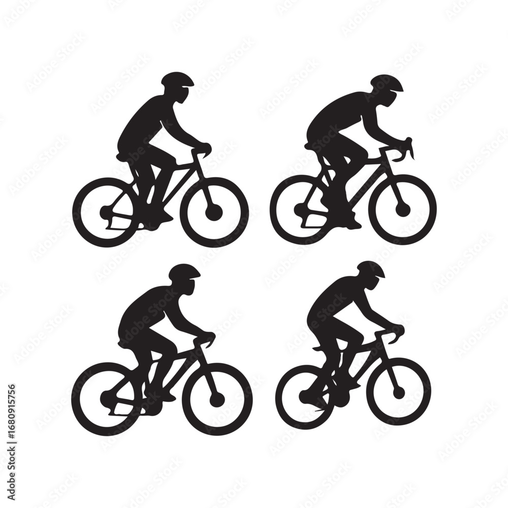 Obraz premium Cycling Athlete Silhouette Set for Sport and Outdoor Lifestyle