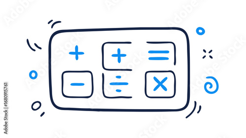 Calculator doodle with math symbols addition subtraction