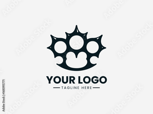 A powerful detailed black and white illustration of a spiky brass knuckle for a bold design