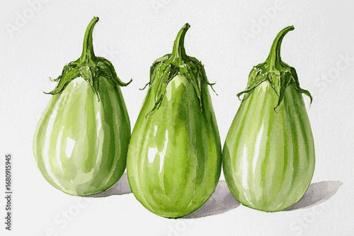 Midnight Harvest three eggplant isolated watercolor vector illustration svg