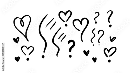 Collection of Question Mark Heart Silhouettes symbol