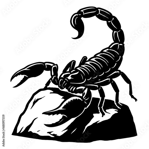 Black Scorpion on a Rock - Vector Graphic of a Dangerous Animal