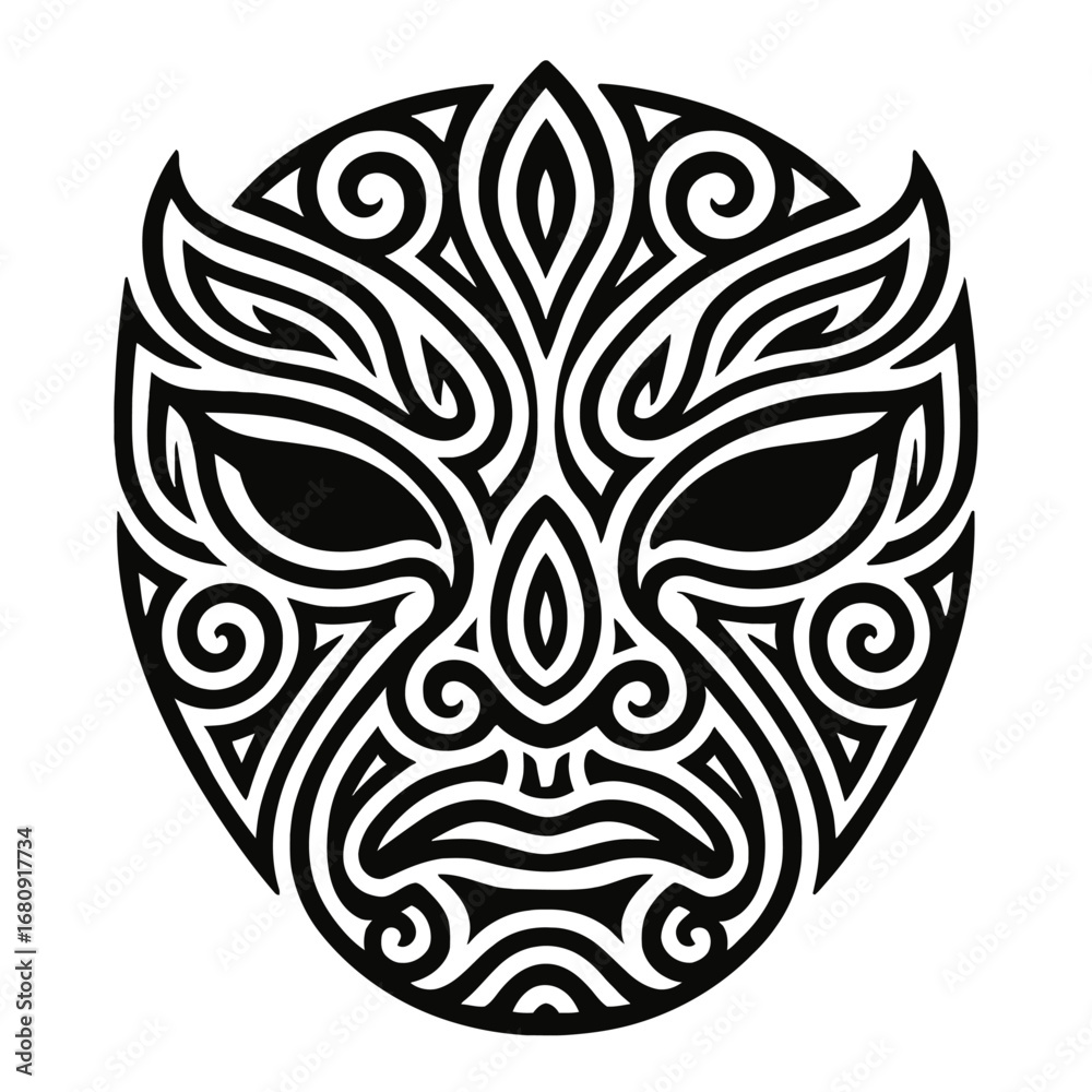 Fototapeta premium Tribal African Mask Symbol Vector - Ornate Cultural Face for Art and Ceremonial Use.html