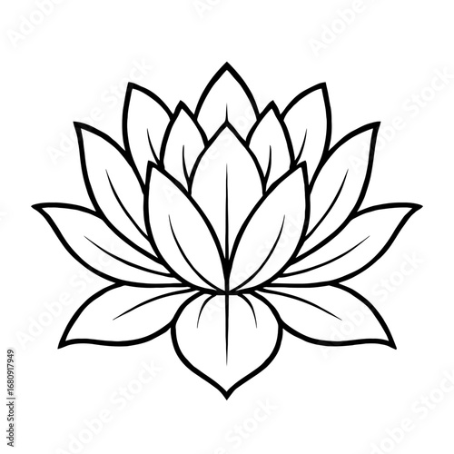 Beautiful Lotus Flower Line Art Vector - Symbol of Purity, Peace and Spirituality