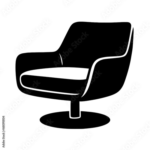 Modern Swivel Armchair Silhouette Vector - Stylish Chair for Office or Home Interior