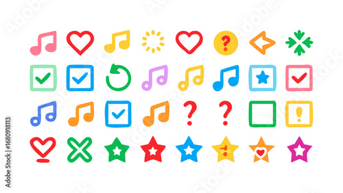 Colorful Icons Collection symbols music notes