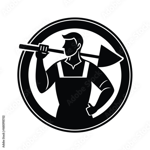 Blacksmith Worker with Hammer Vector Design