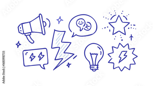 Communication and idea symbols ideas speech bubbles