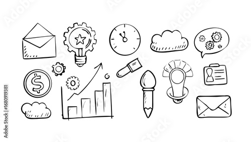 Doodle style office elements business