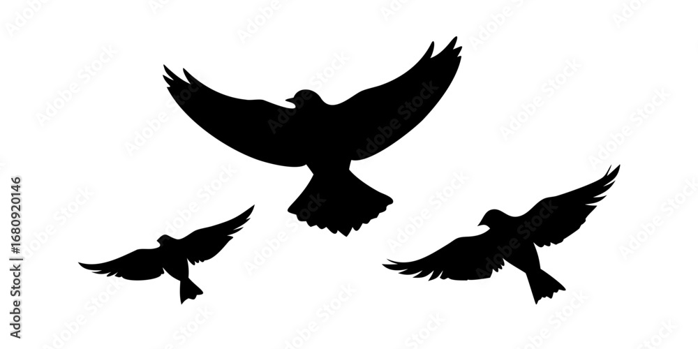 Fototapeta premium Flying Sparrows Silhouette birds illustration