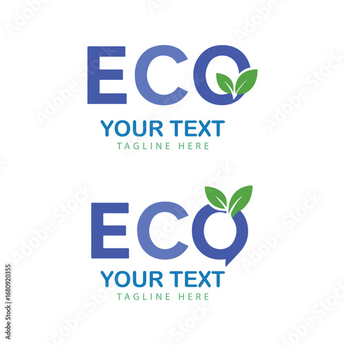 Eco friendly logo design, Simple green leaves vector for nature business