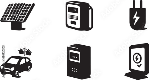 Web design icon set vector illustration with technology, computer, mobile, and communication symbols