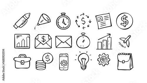 Hand drawn business graph with upward trend chart growth