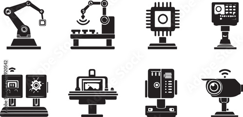 Black and white isolated icons set of vintage microscope and laboratory equipment vector illustration